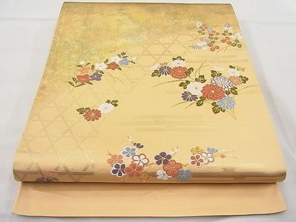 平和屋着物◎太鼓柄袋帯 籬草花文 金糸 逸品 BAAJ6987sa