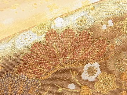 平和屋着物◎六通柄袋帯 唐織 松竹梅桜楓文 金糸 逸品 BAAJ6990sa