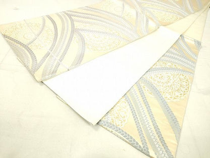 平和屋着物◎六通柄袋帯 唐織 結び紐花文 金糸 逸品 DAAI1152cm