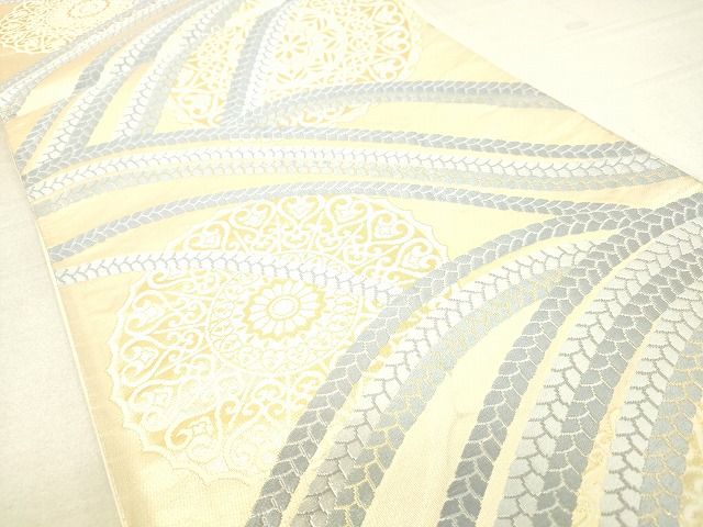 平和屋着物◎六通柄袋帯 唐織 結び紐花文 金糸 逸品 DAAI1152cm