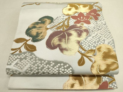 平和屋着物■六通柄袋帯 鹿の子蔦の葉文 金銀糸 逸品 DAAI1657jm