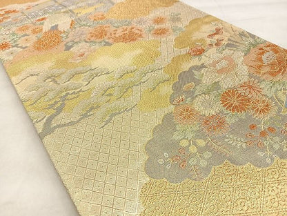 平和屋着物■宝珠本佐賀錦 六通柄袋帯 雲取り花車文 金糸 逸品 BAAJ5871ea