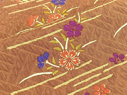 平和屋着物◎全通柄袋帯 竹垣露芝花文 金彩 逸品 BAAJ5918ea