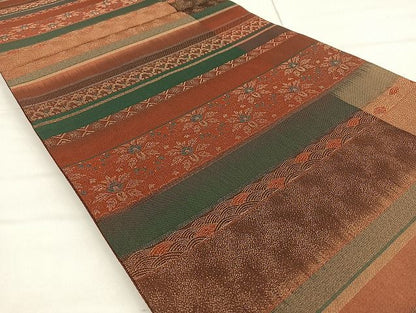 平和屋着物◎全通柄袋帯 切嵌 横段文 金糸 逸品 BAAJ5925ea