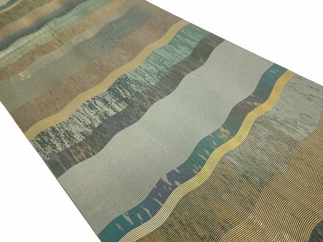 平和屋着物■六通柄袋帯 横段文 金糸 引箔 逸品 DAAI5076op