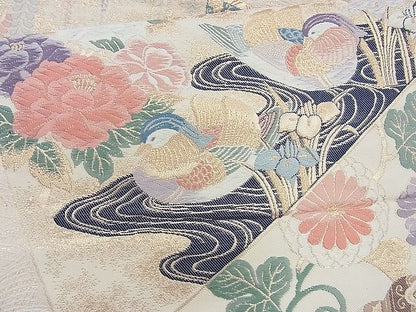 平和屋着物◎六通柄袋帯 唐織 裂取慶長文 金糸 逸品 BAAJ9706cm