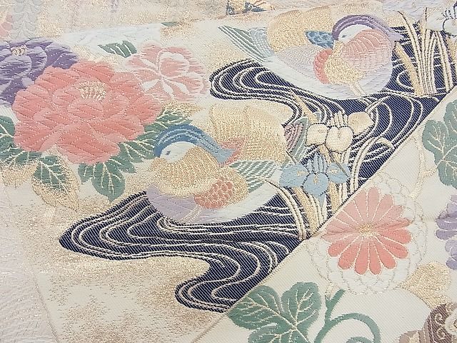 平和屋着物◎六通柄袋帯 唐織 裂取慶長文 金糸 逸品 BAAJ9706cm
