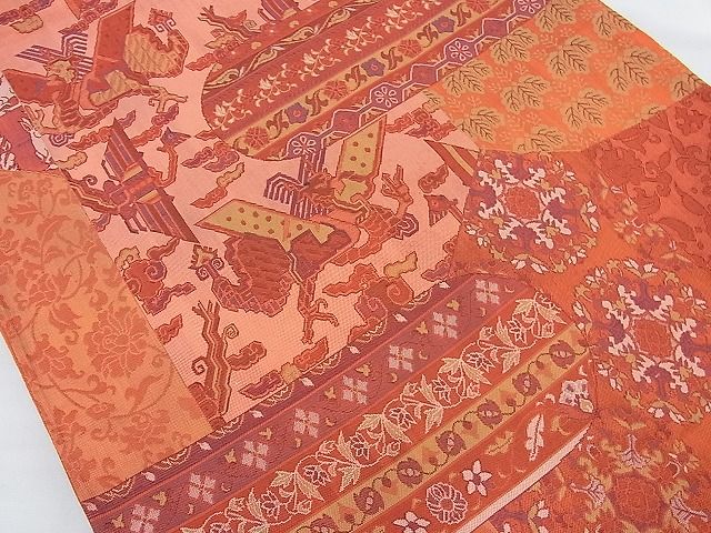 平和屋着物◎六通柄袋帯 名物裂 逸品 BAAJ9703cm