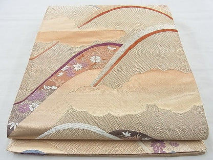 平和屋着物◎六通柄袋帯 唐織 つづれ 光琳の調べ 金銀糸 逸品 BAAJ9712cm