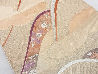 平和屋着物◎六通柄袋帯 唐織 つづれ 光琳の調べ 金銀糸 逸品 BAAJ9712cm