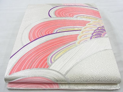 平和屋着物◎西陣 六通柄袋帯 唐織 立波文様 金銀糸 逸品 BAAJ9733cm