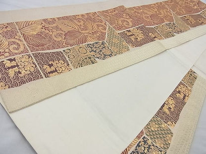 平和屋着物◎六通柄袋帯 名物裂 金糸 逸品 BAAJ9742cm