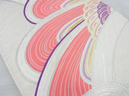 平和屋着物◎西陣 六通柄袋帯 唐織 立波文様 金銀糸 逸品 BAAJ9733cm