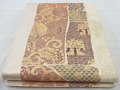 平和屋着物◎六通柄袋帯 名物裂 金糸 逸品 BAAJ9742cm