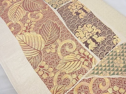 平和屋着物◎六通柄袋帯 名物裂 金糸 逸品 BAAJ9742cm