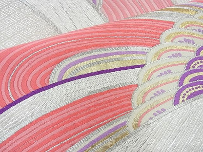 平和屋着物◎西陣 六通柄袋帯 唐織 立波文様 金銀糸 逸品 BAAJ9733cm