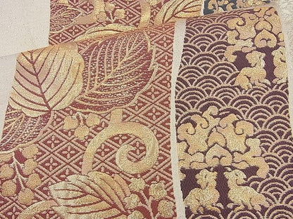 平和屋着物◎六通柄袋帯 名物裂 金糸 逸品 BAAJ9742cm