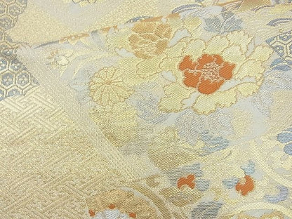 平和屋着物◎六通柄袋帯 冊子花文 金糸 逸品 BAAJ9735cm