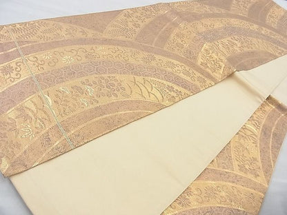 平和屋着物◎六通柄袋帯 青海波花唐草文 金糸 逸品 BAAJ9767cm