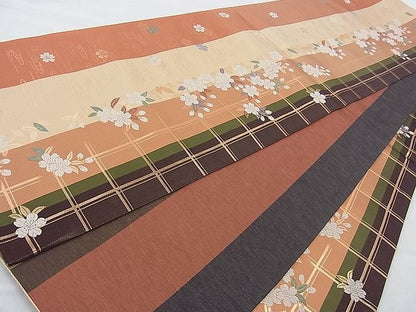 平和屋着物◎六通柄袋帯 唐織 桜流し 金糸 逸品 BAAJ9751cm