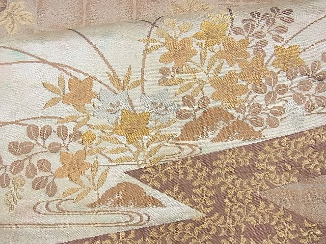 平和屋着物◎六通柄袋帯 秋草文 金糸 逸品 BAAJ9774cm