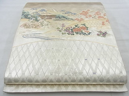 平和屋着物◎太鼓柄袋帯 唐織 名勝 金銀糸 逸品 BAAJ9781cm
