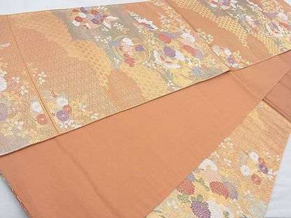 平和屋着物◎六通柄袋帯 唐織 絵蒔錦 金糸 逸品 BAAJ9784cm