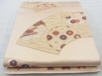平和屋着物◎六通柄袋帯 唐織 有職地紙花文 金糸 逸品 BAAJ9783cm