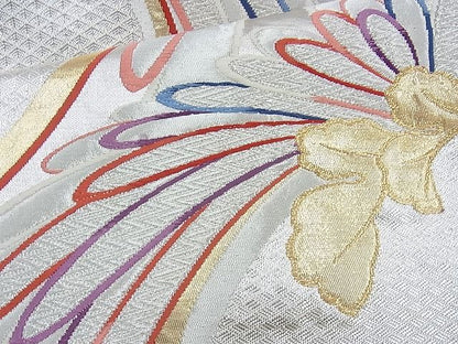 平和屋着物◎六通柄袋帯 唐織 乱菊 金銀糸 逸品 BAAJ9785cm