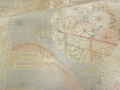 平和屋着物◎佐賀錦 六通柄袋帯 雪輪天井花文 金銀糸 逸品 BAAJ9797cm
