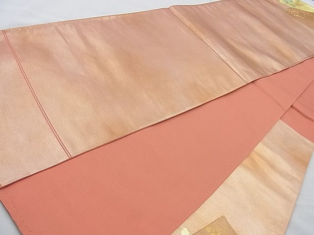 平和屋着物◎太鼓柄袋帯 駒刺繍 破れ色紙秋草文 金彩 逸品 未使用 BAAJ9777cm