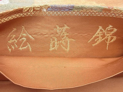 平和屋着物◎六通柄袋帯 唐織 絵蒔錦 金糸 逸品 BAAJ9784cm
