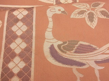 平和屋着物◎全通柄 本袋帯 更紗花鳥文 金糸 逸品 BAAJ9807cm