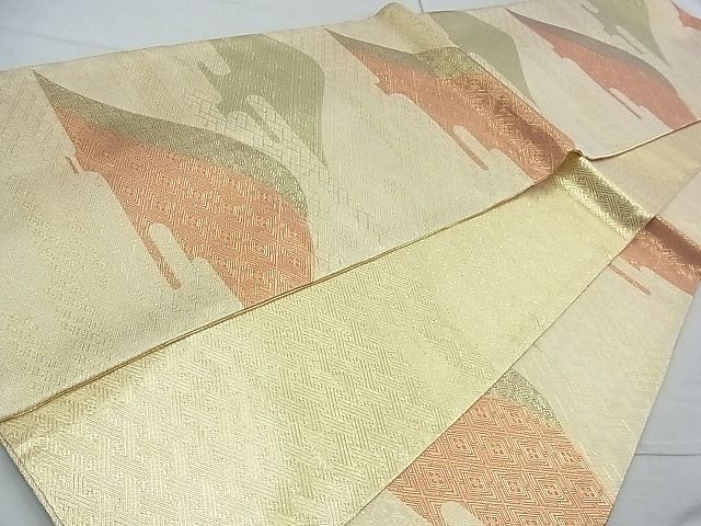 平和屋着物◎佐賀錦 六通柄袋帯 エ霞遠山文 金糸 逸品 BAAJ9824cm