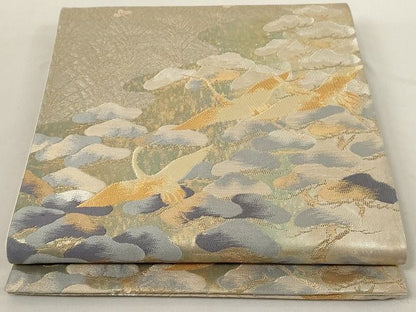 平和屋着物◎六通柄袋帯 錦秀松鶴遊文 金銀糸 引箔 正絹 逸品 AAAL2758Atn