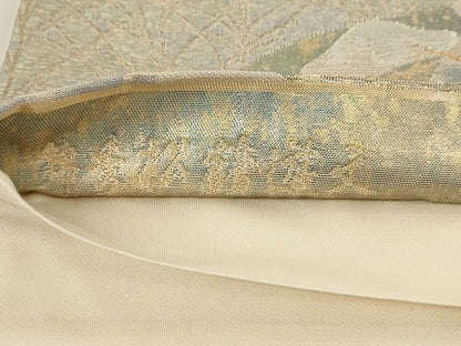 平和屋着物◎六通柄袋帯 錦秀松鶴遊文 金銀糸 引箔 正絹 逸品 AAAL2758Atn