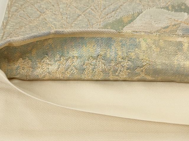 平和屋着物◎六通柄袋帯 錦秀松鶴遊文 金銀糸 引箔 正絹 逸品 AAAL2758Atn