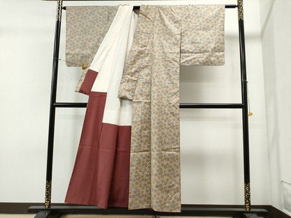 平和屋着物■上質なお召 草花文 逸品 CAAH4662yc