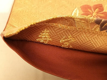 平和屋着物◎六通柄袋帯 寿宝 唐織 向鶴花鳥文 金糸 正絹 逸品 AAAJ8060Bsa