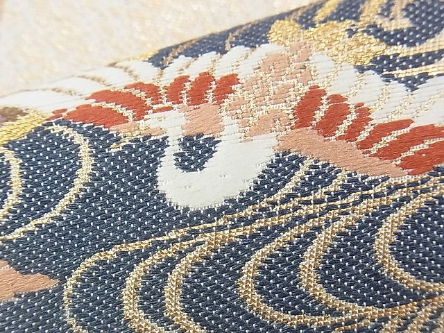 平和屋着物◎六通柄袋帯 唐織 色紙小花文 金糸 逸品 BAAJ9330if