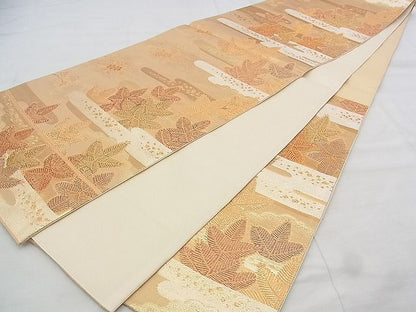 平和屋着物◎六通柄袋帯 エ霞松葉文様 金糸 逸品 BAAJ9358if