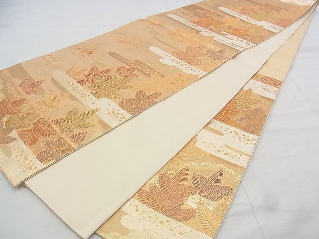 平和屋着物◎六通柄袋帯 エ霞松葉文様 金糸 逸品 BAAJ9358if