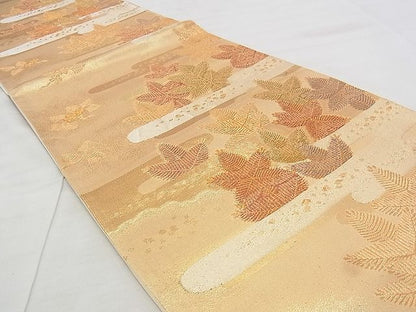 平和屋着物◎六通柄袋帯 エ霞松葉文様 金糸 逸品 BAAJ9358if