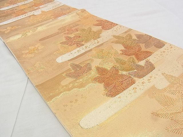 平和屋着物◎六通柄袋帯 エ霞松葉文様 金糸 逸品 BAAJ9358if