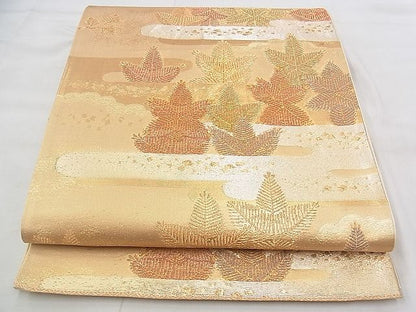 平和屋着物◎六通柄袋帯 エ霞松葉文様 金糸 逸品 BAAJ9358if