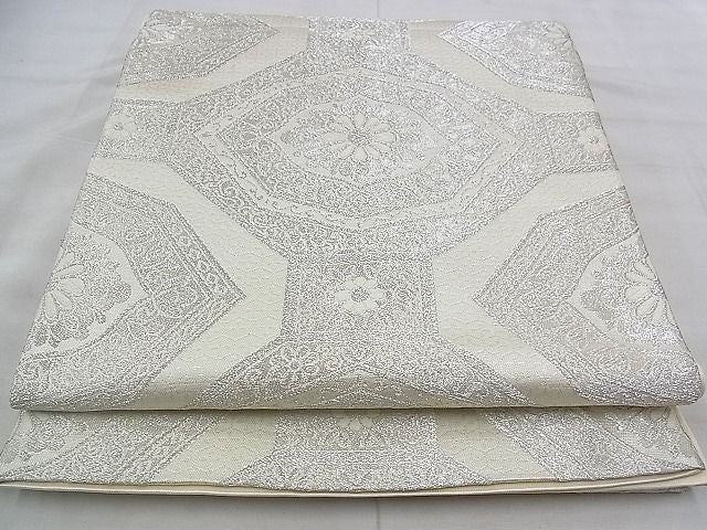 P8646 ●高級 正絹 唐織 西印花鳥更紗文 太鼓六通 袋帯 平和屋着物◎六通柄袋帯 唐織 更紗花文 銀糸 正絹 逸品 AAAU9893yx