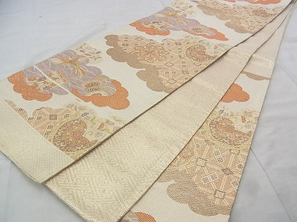 平和屋着物◎佐賀錦　六通柄袋帯　雲取り能衣文　金糸　逸品　BAAJ9381if