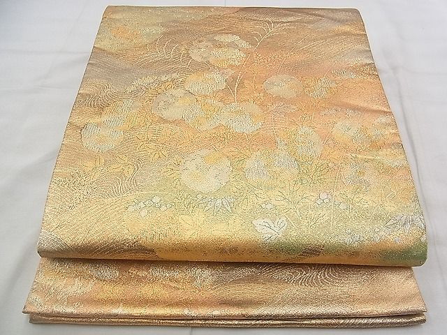 平和屋着物◎佐賀錦　六通柄袋帯　光琳菊水文　金糸　逸品　BAAJ9393if