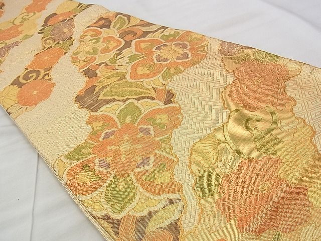 平和屋着物◎本箔佐賀錦 全通柄袋帯 道長花唐草文 金糸 逸品 BAAJ9392if