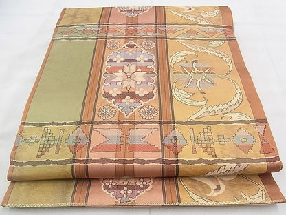 平和屋着物◎六通柄袋帯 更紗花唐草文 金糸 逸品 BAAK0116if